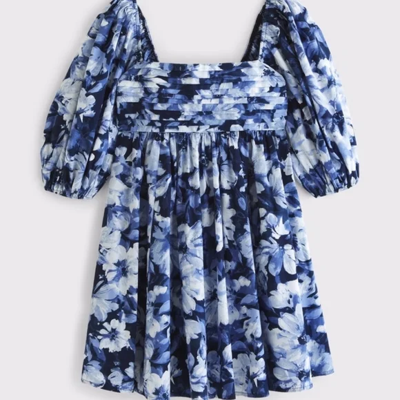 The A&F  Babydoll Emerson Poplin Puff Sleeve Mini Dress Size XS - Picture 6 of 16